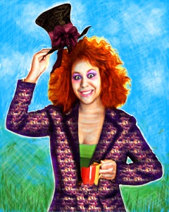 "A Bit Mad I Am." My version of the Madhatter. Self-Portrait Challenge.
